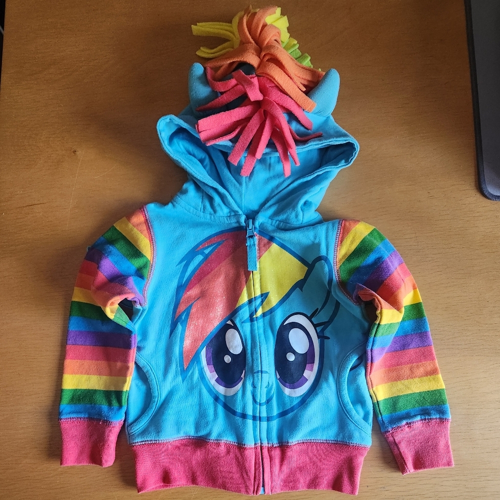 My Little Pony Girls' Little Rainbow Dash Blue Multi Colored Hoodie